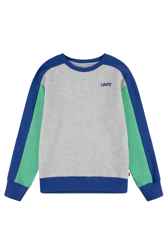 Levi’s Boy Colourblock Crewneck Sweater, GreyStatement Knit Tops