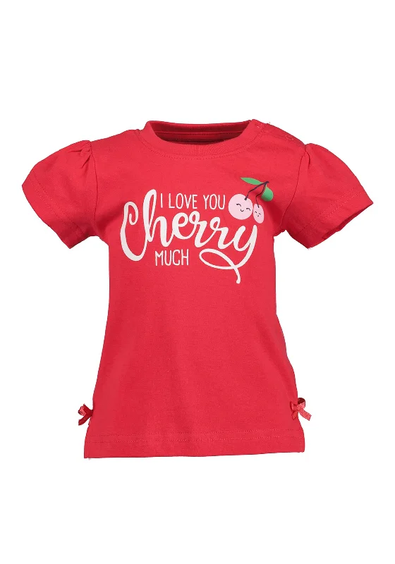 Camping Short Sleeve TopsBlue Seven Baby Girl Cherry Short Sleeve Tee, Pink