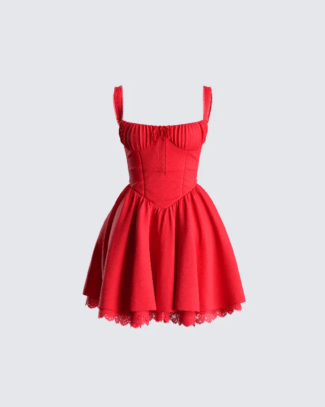 Brit Red Poplin Mini DressRetro Dress