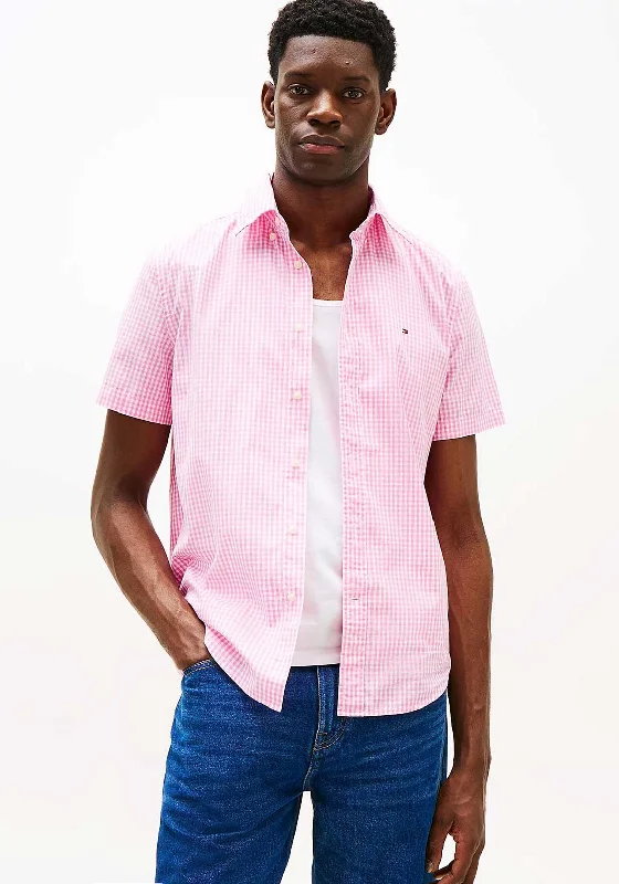 Jersey Short Sleeve TopsTommy Hilfiger Flex Micro Check Poplin Short Sleeve Shirt, Pink