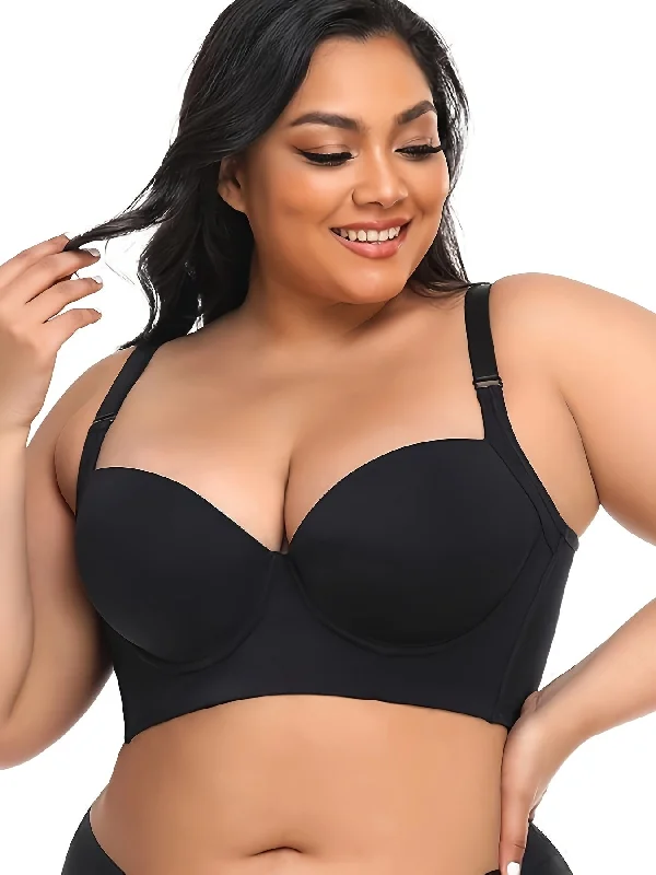 Women's Plus Simple Bra, Plus Size Solid Smooth Push Up Comfort Wireless BraLarge women's cropped tops