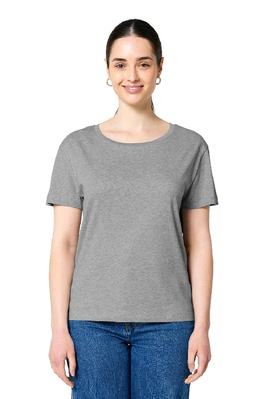 Relaxed Fit Short Sleeve TopsStanley/Stella Womens Serena Short Sleeve Scoop Neck T-Shirt - Heather Grey - NEW