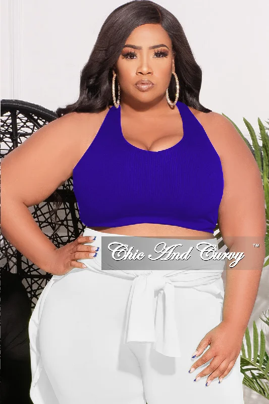 Final Sale Plus Size Ribbed Racerback Tank Top in Bright BlueLarge women's waterproof tops