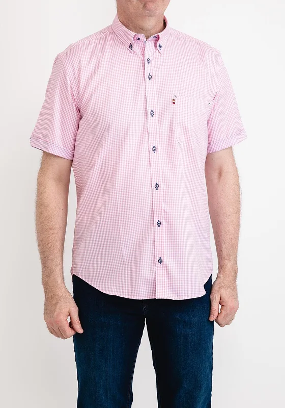 Fitted Short Sleeve TopsAndre Murphy Gingham Short Sleeve Shirt, Pink