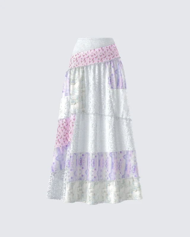 Abby Multi Floral Print Maxi SkirtHoop Skirt