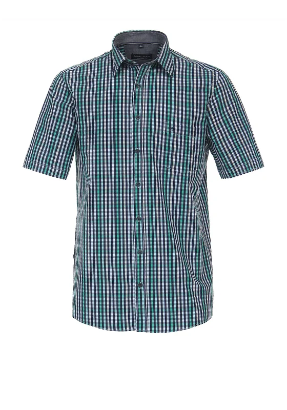 High-Fashion Short Sleeve TopsCasa Moda Small Check Short Sleeve Shirt, Green Multi