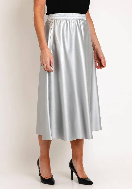 Malissa J One Size Faux Leather A-line Midi Skirt, SilverGala Skirt