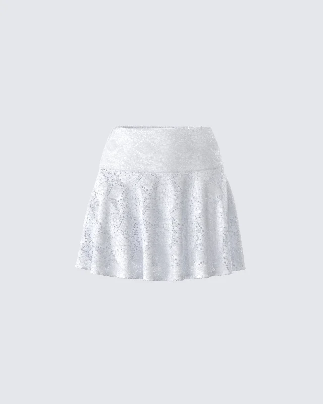 Teya White Pattern Mini SkirtBall Skirt