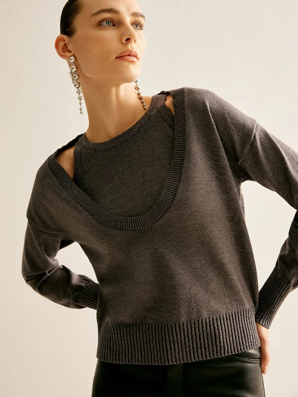 Casual 2 in 1 SweaterTurtleneck Knit Tops