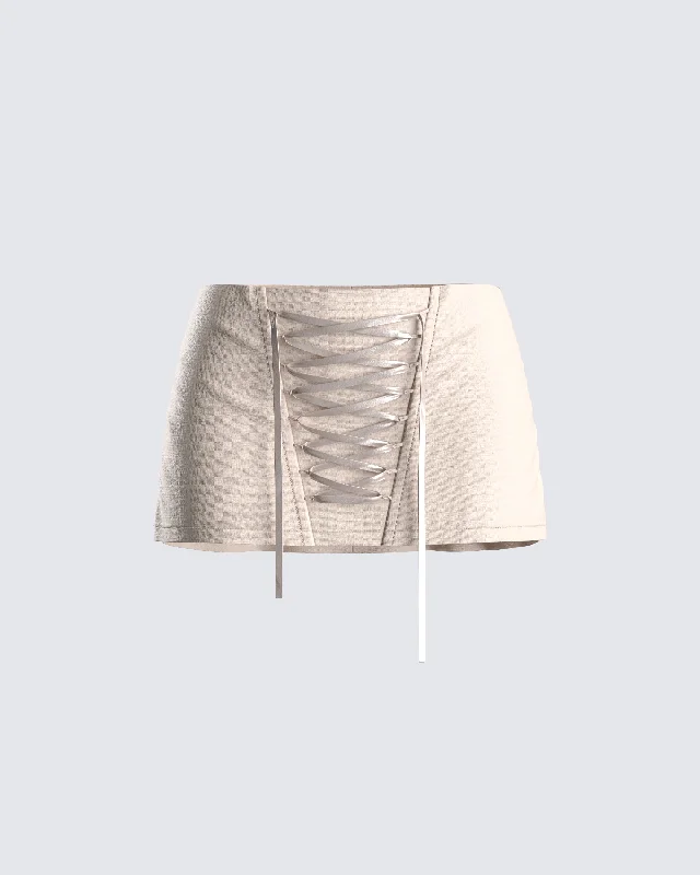 Astrid Taupe Lace Up Mini SkirtTennis Skirt