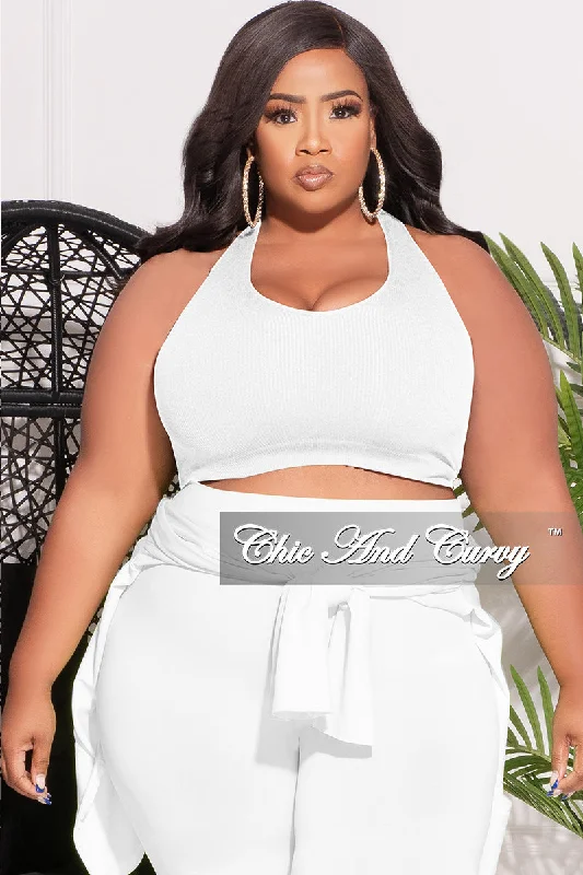 Final Sale Plus Size Ribbed Racerback Tank Top in WhiteLarge women's stretch tops