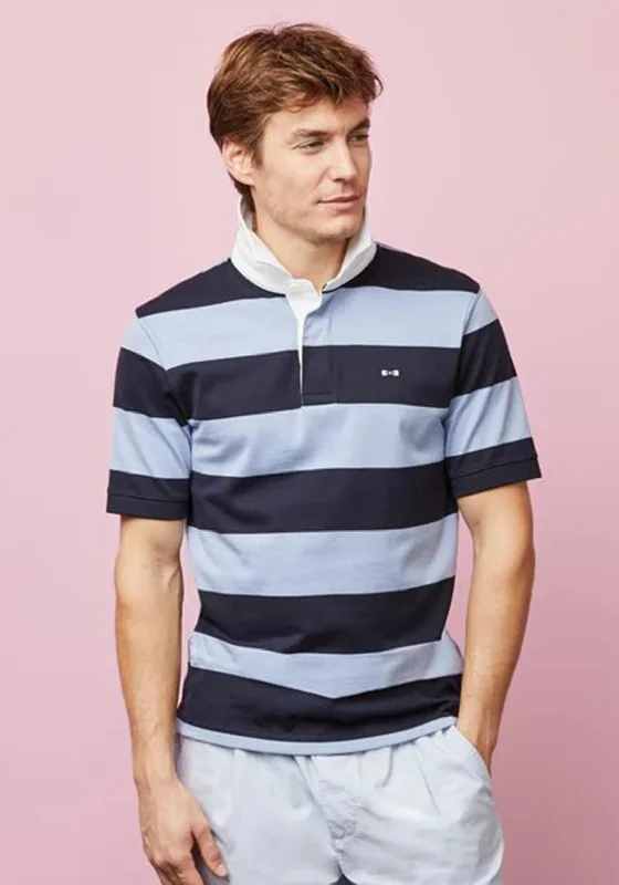 Colorblock Short Sleeve TopsEden Park Striped Short Sleeved Rugby Shirt, Blue & Navy