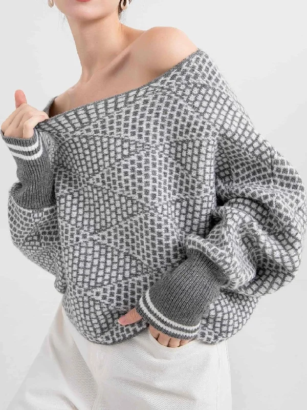 Wool-Blend Off Shoulder SweaterSummer Knit Tops