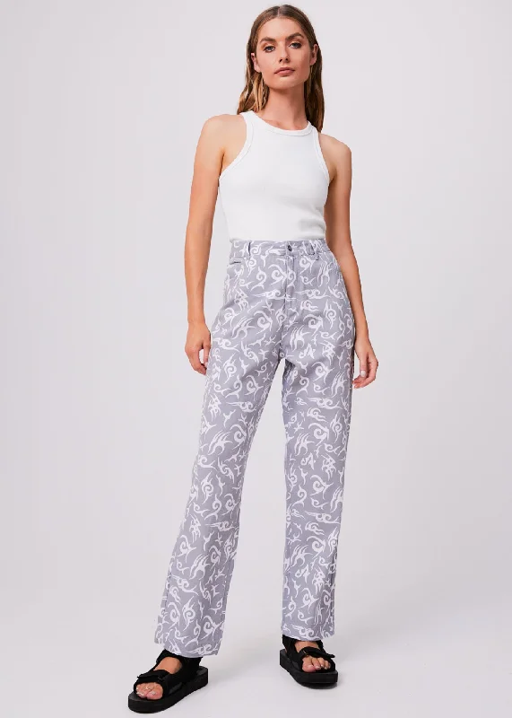 Plaid PantsAFENDS Womens Tribal Shelby Long - Organic Wide Leg Pants - Silver