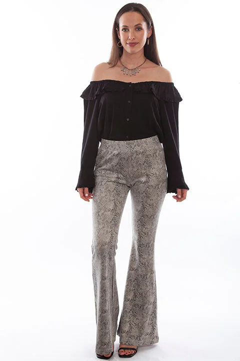 JodhpursWomen's Snakeskin Print Pull On Flare Pant