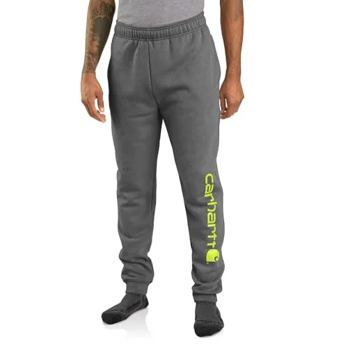 Embroidered PantsCarhartt 105899 Men's Relaxed Fit Midweight Tapered Logo Graphic Sweatpant