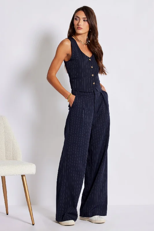 Pedal PushersBishop + Young Precious Moments Sorrento Wide Leg Navy Pinstripe Pant