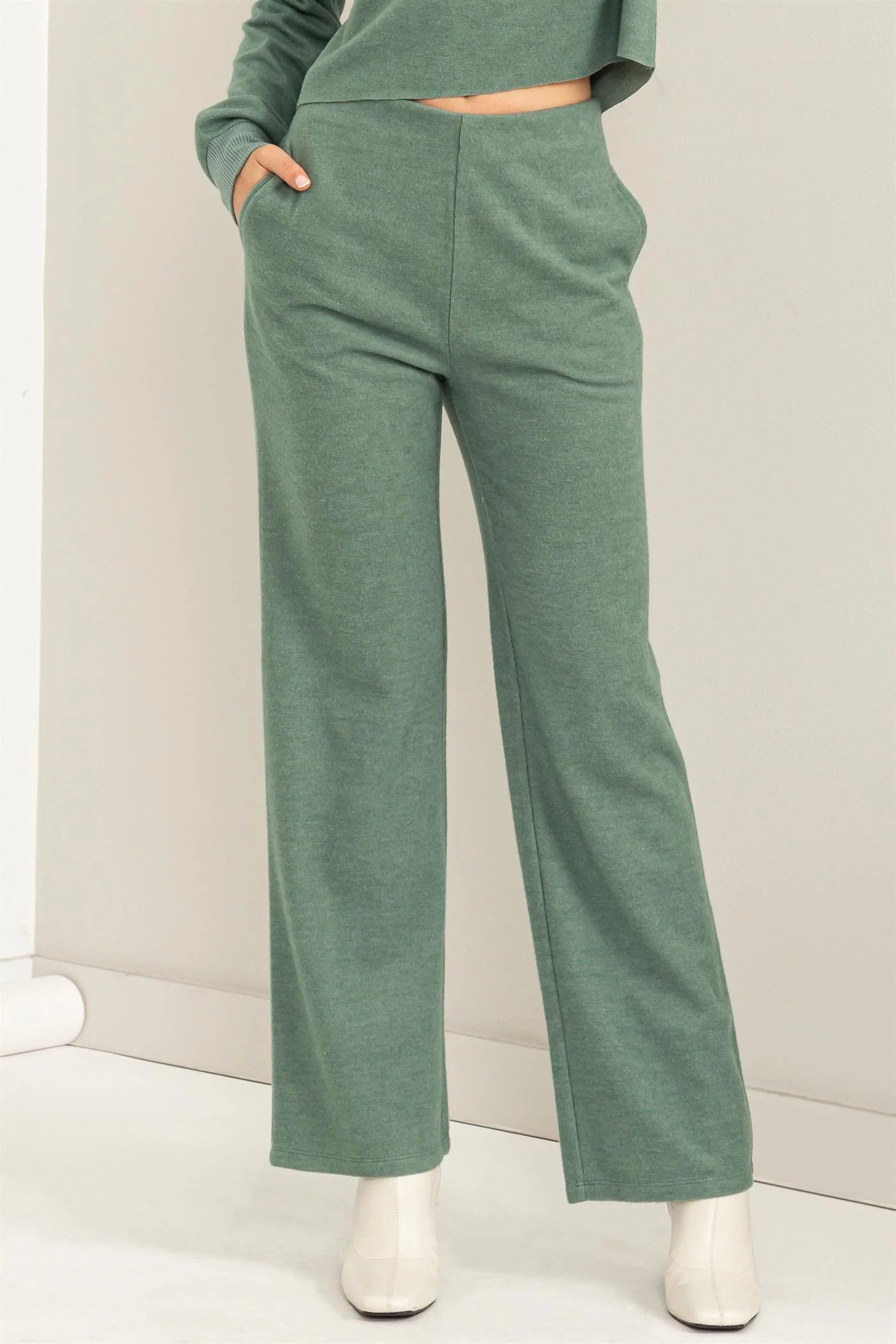 Utility PantsHyfve Relaxed Livin High Waisted Wide Leg Pants In Gray Green