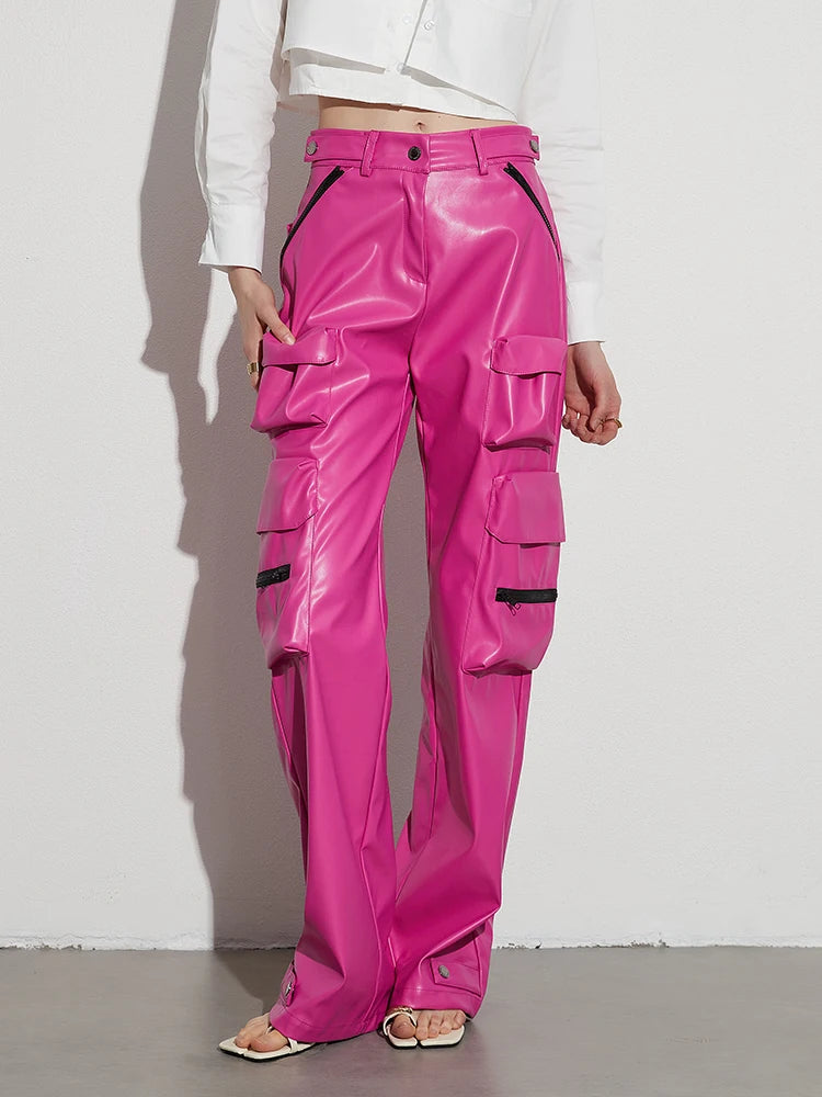 Embroidered PantsPink Leather Cargo Pants