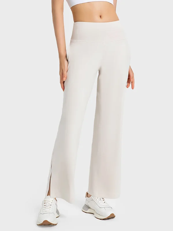 JeansWide Leg Slit Sport Pants with Pockets