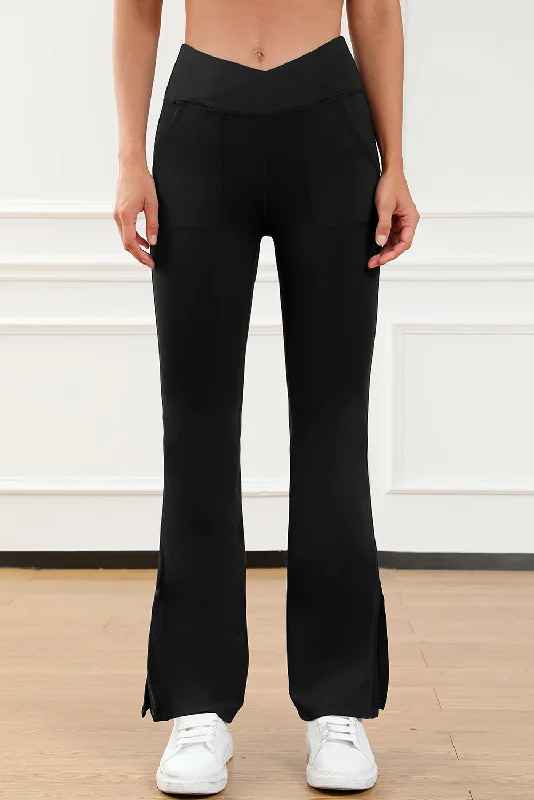 CulottesWide Waistband Slit Bootcut Active Pants