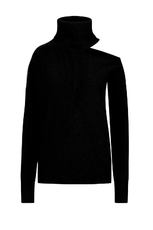 Knitted CableABBIE CASHMERE SWEATER IN BLACK