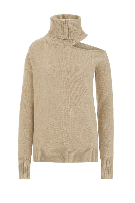 Knitted SpringABBIE CASHMERE SWEATER IN SAND