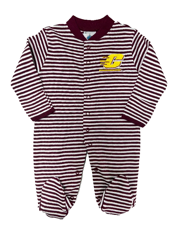 Knitted CollaredCentral Michigan Striped Footie