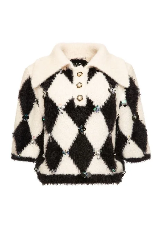 Knitted BlouseCHECKERS COLLARED SWEATER