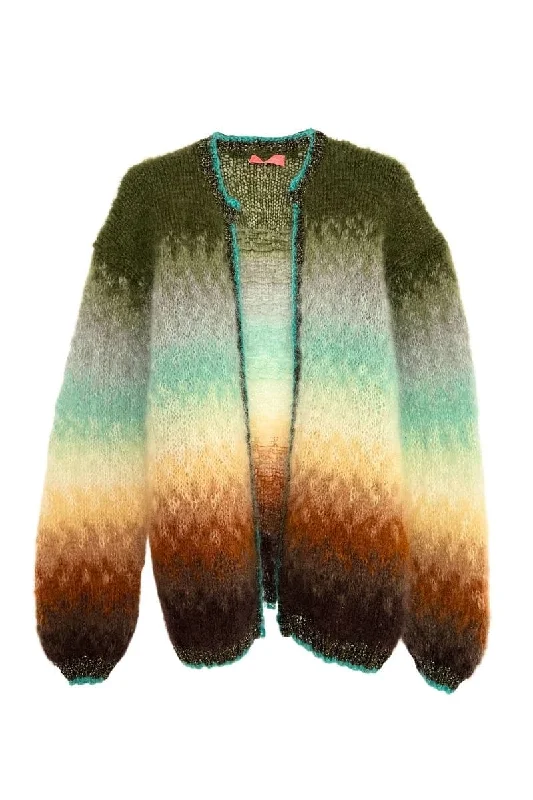 Knitted LightweightCHOCO AND KHAKI TIE&DYE MOHAIR GILET