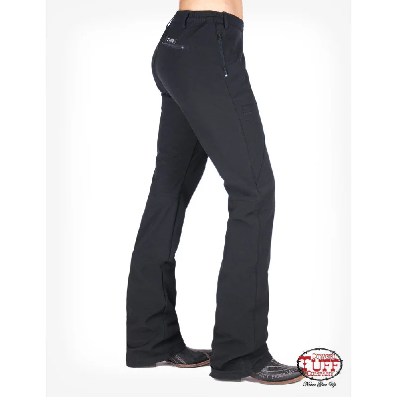 Elastic-waistCowgirl Tuff Black Outerwear Pants