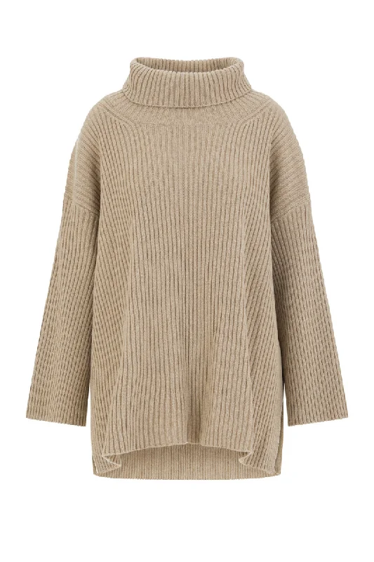 Knitted Polka DotELINA CASHMERE SWEATER IN SAND