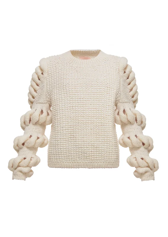 Knitted EmbroideredHAND-KNITTED WOOL-BLEND SWEATER