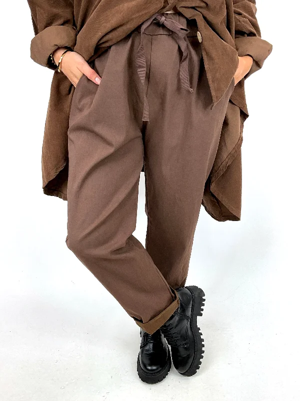 Pegged PantsLagenlook Plain Magic Pant Joggers in Chocolate .code 50106