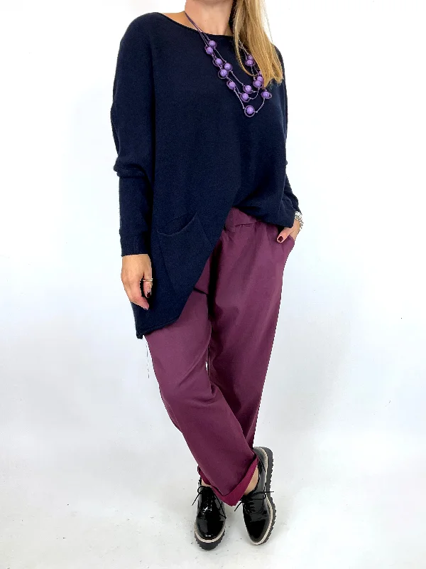 Boyfriend JeansLagenlook Plain Magic Pant Joggers in Wine .code 50106