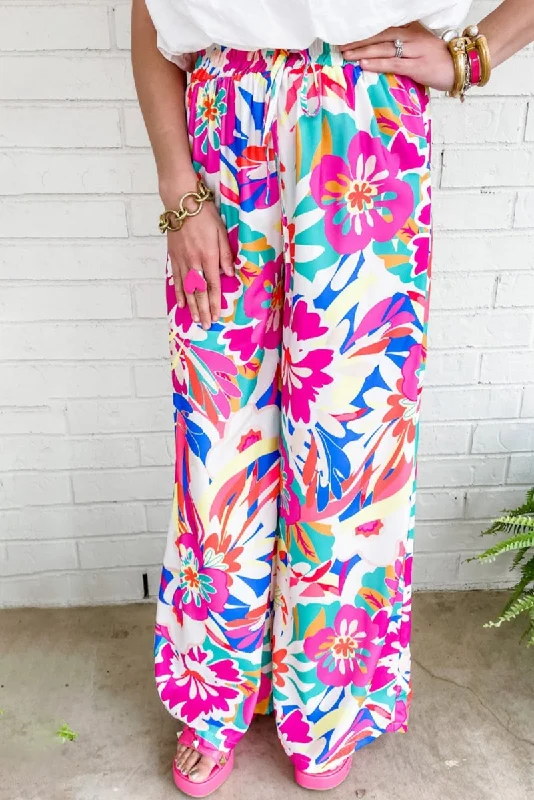 Distressed JeansBohemian Fuchsia Loose Wide Leg Pants