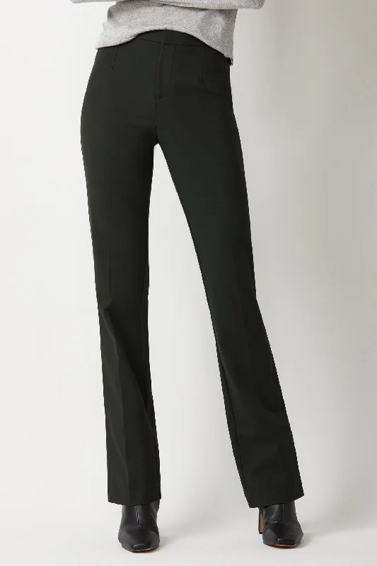 Ski PantsEcru Designs Mid Waist Zip & Button Closure Solid Stretch Crepe Pant