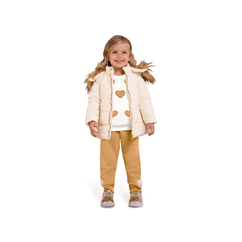 Embroidered Pants2 Piece Girls Faux Fur Top & Pants