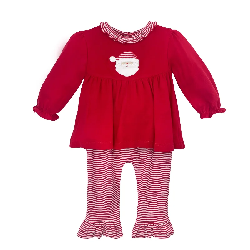 Striped Pants2 Piece Girls Santa Top and Pants