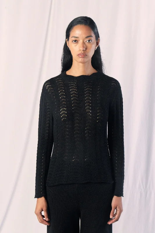 Knit HeavyweightAllpa Black Knit Top by MUNA