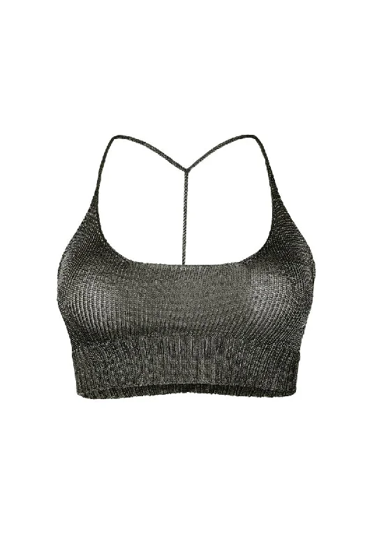 Knit HoodedGUNMETAL SPARKLY KNIT BRALETTE