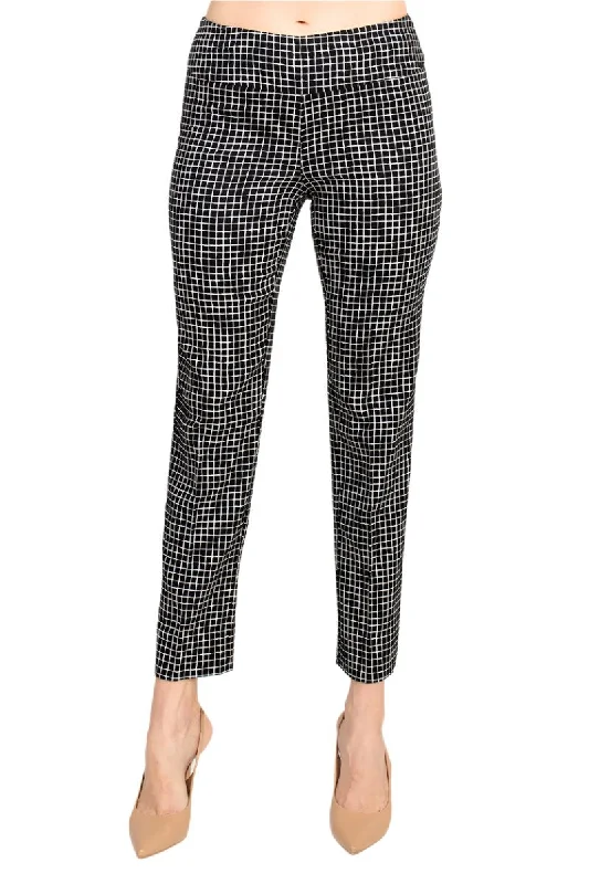 Stirrup PantsZac & Rachel black white irregular mini square print fitted pants