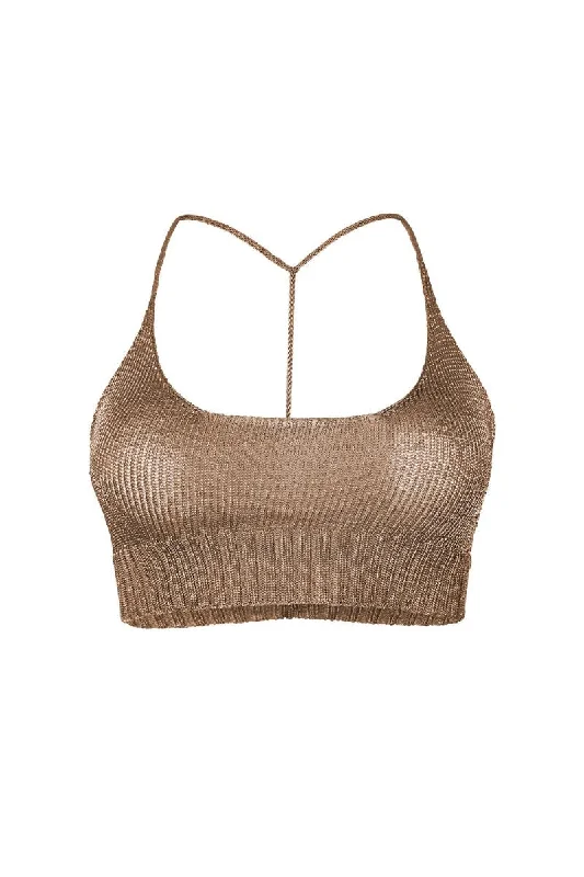 Knitted HoodedROSE GOLD SPARKLY KNIT BRALETTE