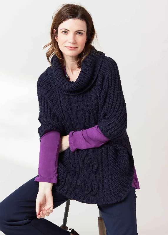 Knit Short SleeveBlanche Cable Knit Poncho