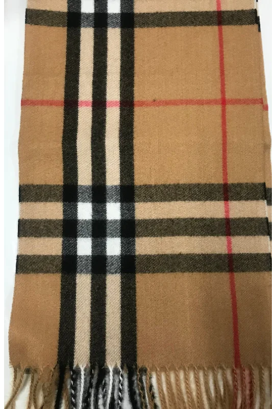 Knitted Round NeckBurberry Look Plaid Wool Blend Scarf Mustard