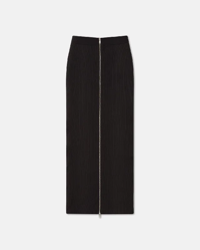 Knit FormalMeika - Ribbed-Knit Maxi Skirt - Dark Brown