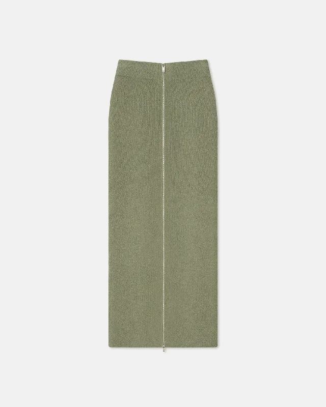 Knitted FormalNima - Terry-Knit Midi Skirt - Faded Sage