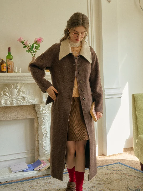 Knit SummerRemy Notched Lapel Contrasting Wool Cashmere Coat